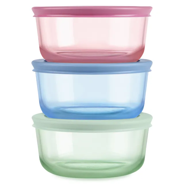 pyrex-simply-store-tinted-glass-2-cup-round-storage-containers-6-piece-set-mixed image 1