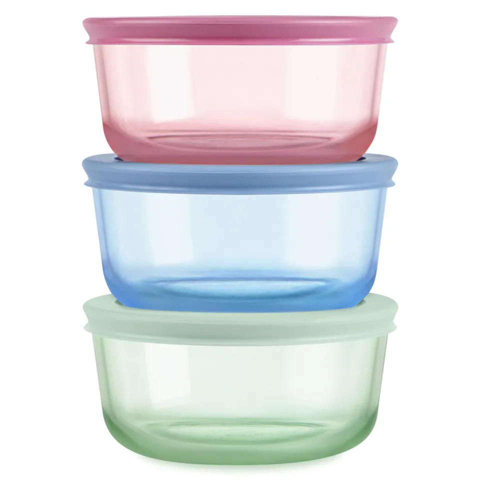 pyrex-simply-store-tinted-glass-2-cup-round-storage-containers-6-piece-set-mixed image 1