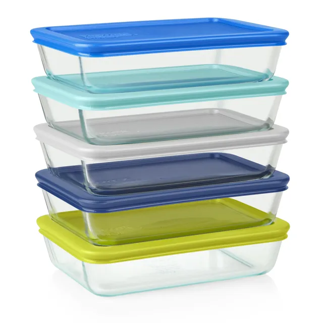 pyrex-simply-store-10-piece-rectangular-glass-food-storage-set-with-plastic-lids image 1