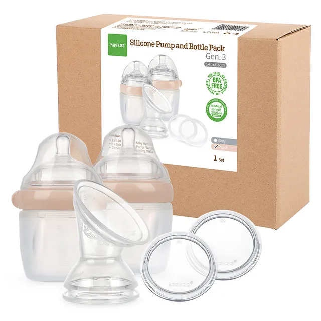 haakaa-gen-3-silicone-breast-pump-and-bottle-pack-160-ml-6-oz image 1