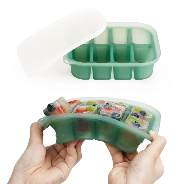 haakaa-silicone-baby-food-freezer-tray-with-lid-8-compartments-1-5-oz-each-pea-g image 1