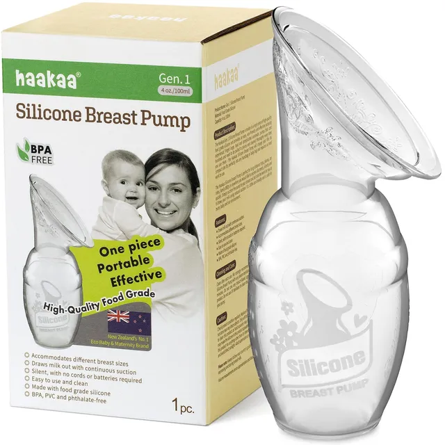 haakaa-manual-breast-pump-silicone-4oz-100ml-clear image 1
