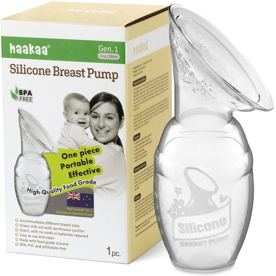 haakaa-manual-breast-pump-silicone-4oz-100ml-clear image 1