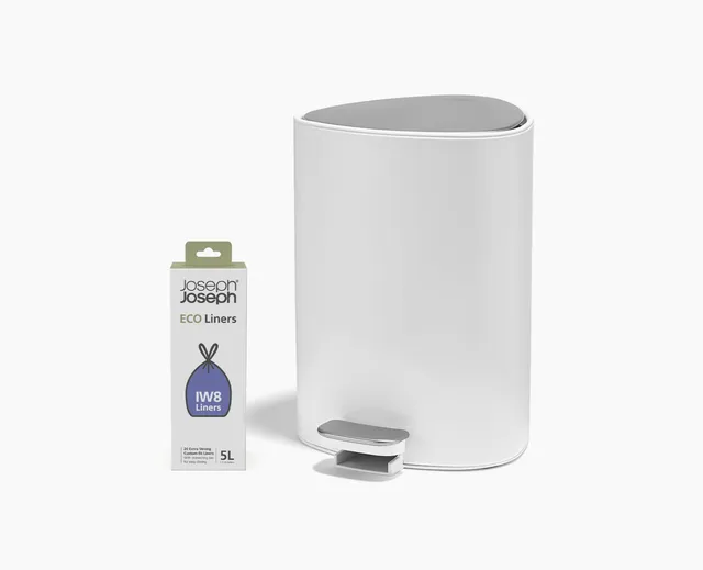 joseph-joseph-easystore-5l-gloss-white-bathroom-bin-starter-set-with-liners image 1