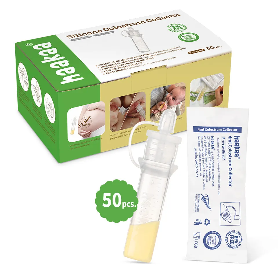 haakaa-silicone-colostrum-collector-4-ml-50-pack-pre-sterilized image 1