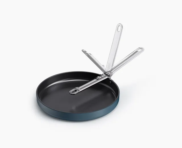 joseph-joseph-space-30cm-non-stick-shallow-frying-pan-with-folding-handle-blue image 1