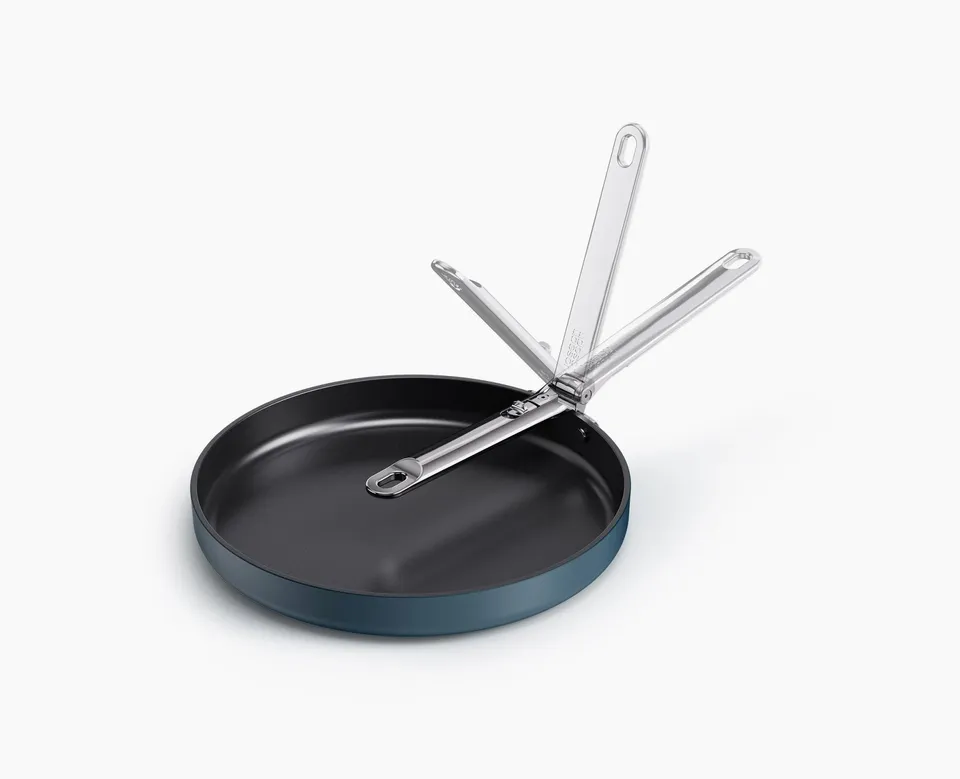 joseph-joseph-space-30cm-non-stick-shallow-frying-pan-with-folding-handle-blue image 1