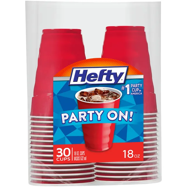 hefty-party-on-disposable-plastic-cups-18-oz-red-30-count-contoured-for-easy-gri image 1