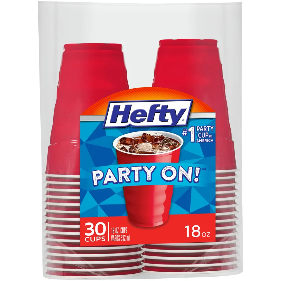 hefty-party-on-disposable-plastic-cups-18-oz-red-30-count-contoured-for-easy-gri image 1