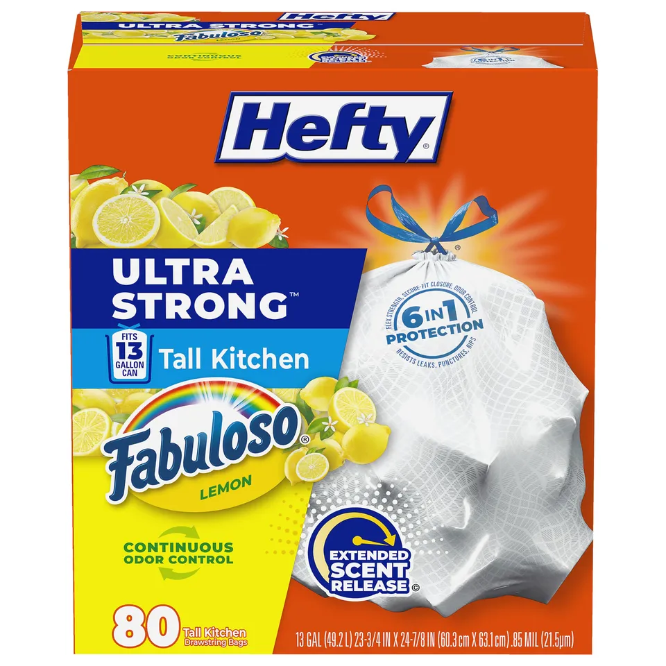 hefty-ultra-strong-13-gallon-kitchen-trash-bags-white-fabuloso-lemon-80-count image 1