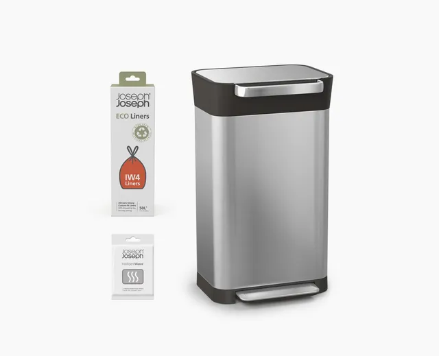 joseph-joseph-titan-30l-stainless-steel-trash-compactor-starter-set image 1