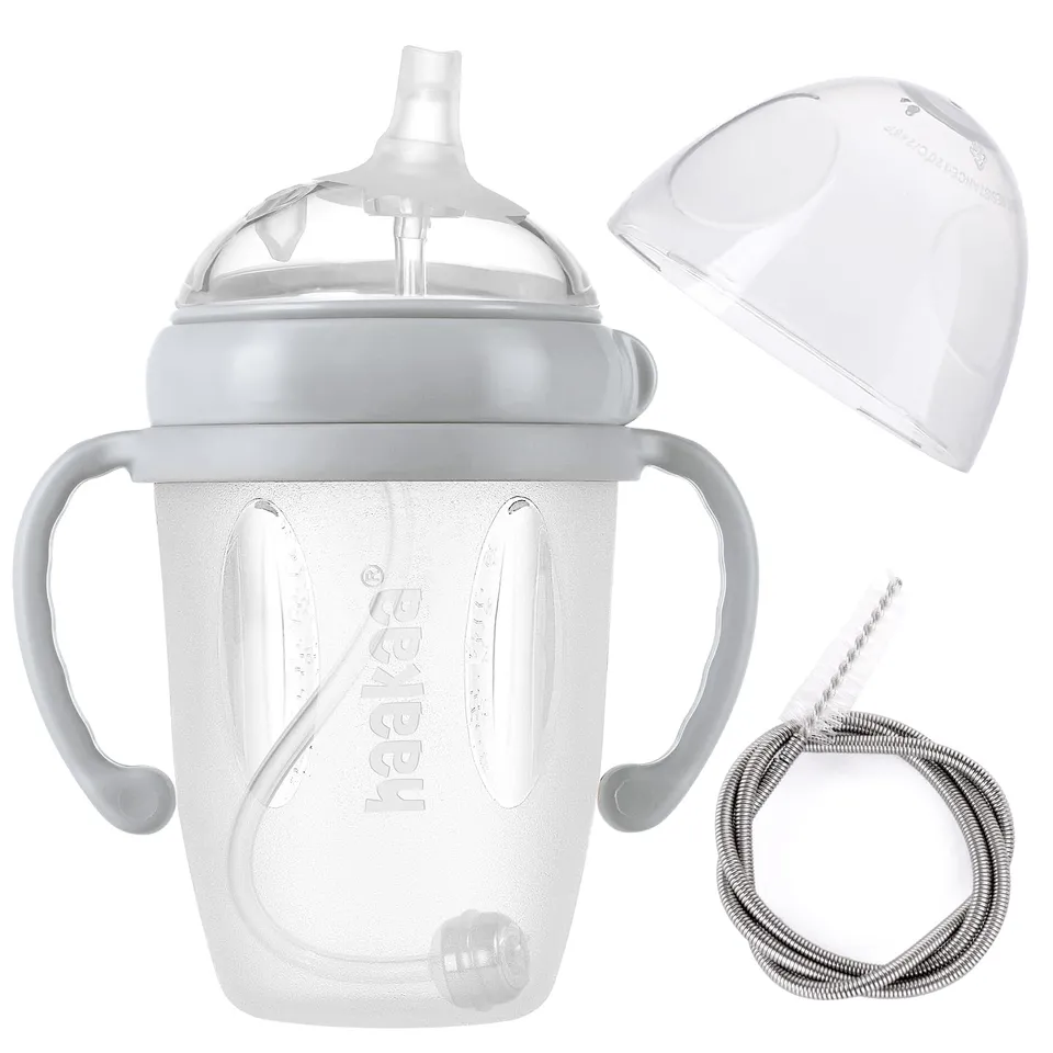 haakaa-weighted-straw-sippy-cup-for-6-months-silicone-baby-straw-cup-with-handle image 1