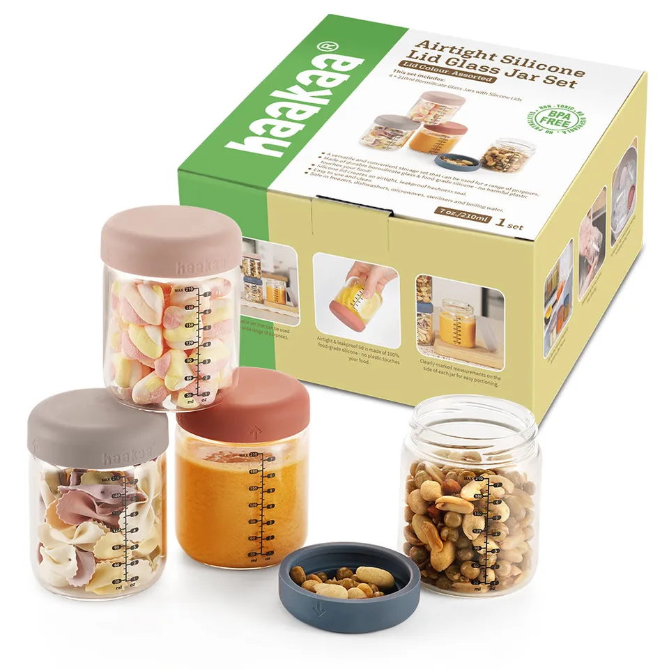 haakaa-sealed-glass-storage-jar-set-4-x-7-oz image 1