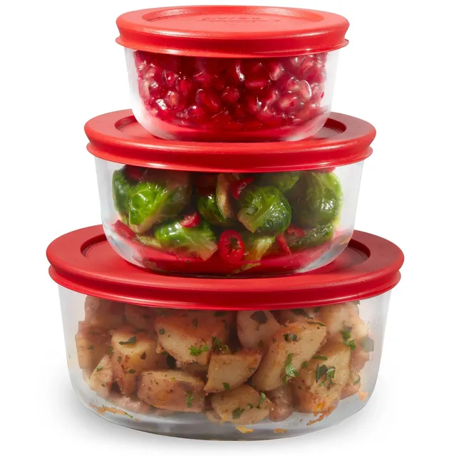 pyrex-simply-store-6-piece-round-glass-food-storage-set-with-red-lids image 1