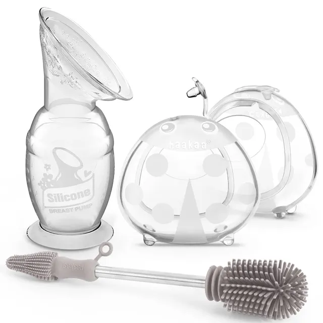 haakaa-manual-breast-pump-100ml-ladybug-milk-collector-75ml-set-with-cleaning-br image 1