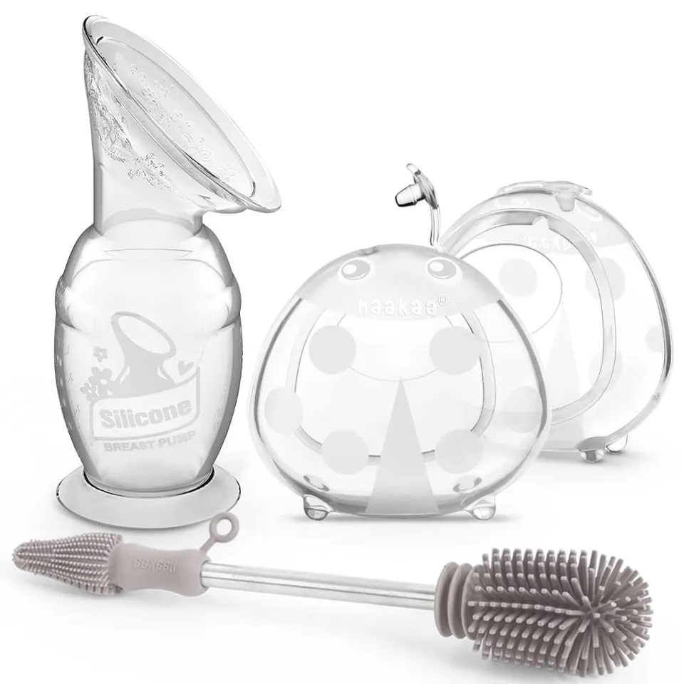 haakaa-manual-breast-pump-100ml-ladybug-milk-collector-75ml-set-with-cleaning-br image 1