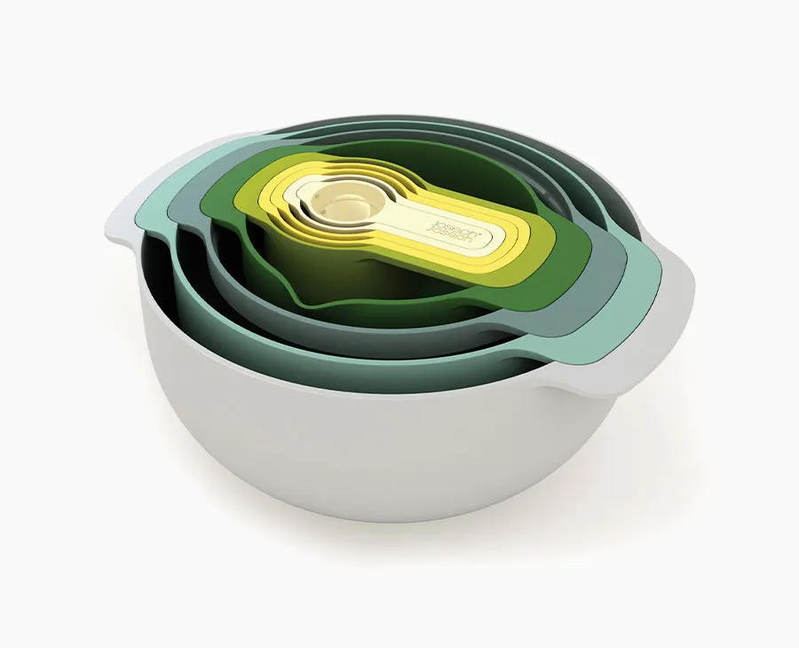 joseph-joseph-nest-9-plus-opal-bowl-set-with-colander-sieve-measuring-cups image 1