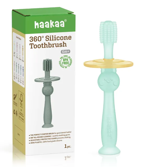 haakaa-360-baby-toothbrush-with-suction-base-blue image 1