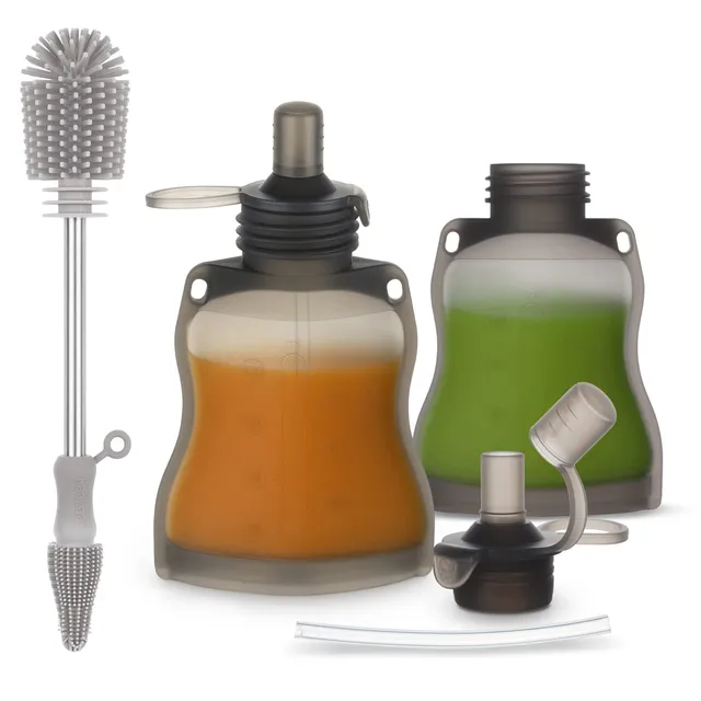 haakaa-refillable-silicone-yummy-pouch-cleaning-brush-set-4-5oz-reusable-baby-fo image 1