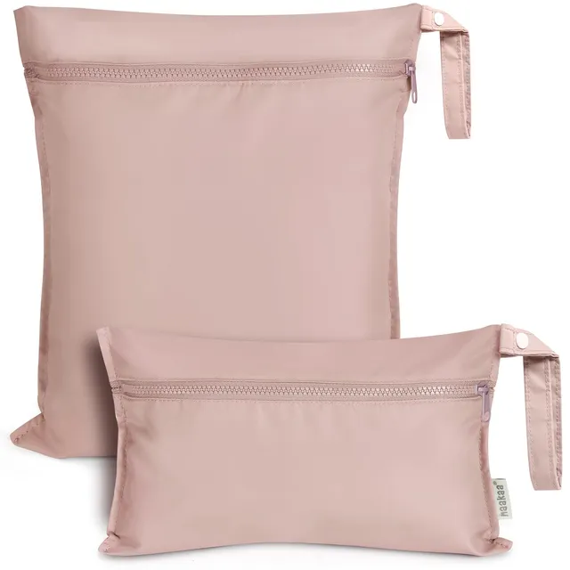 haakaa-waterproof-wet-bags-for-baby-set-of-2-large-small-blush image 1