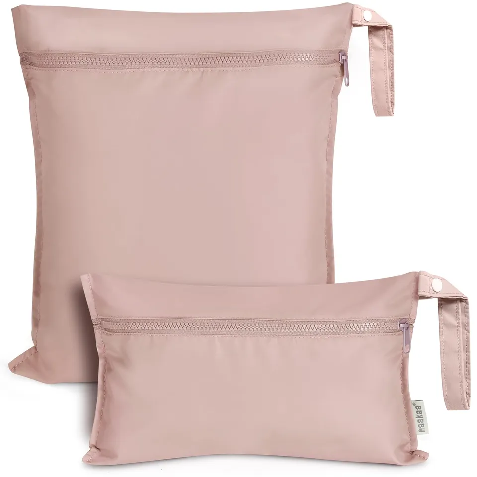 haakaa-waterproof-wet-bags-for-baby-set-of-2-large-small-blush image 1