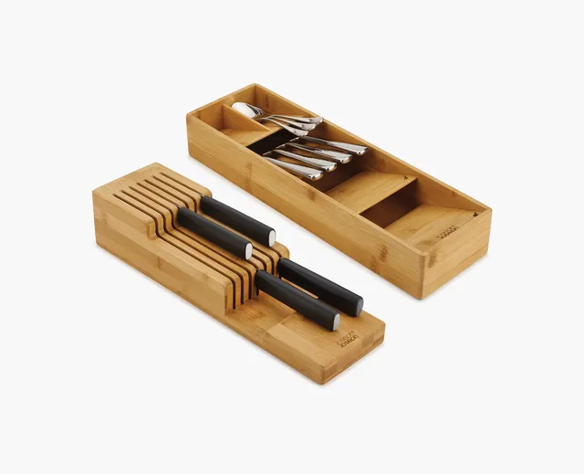 joseph-joseph-drawerstore-2-piece-bamboo-cutlery-knife-organiser-set image 1