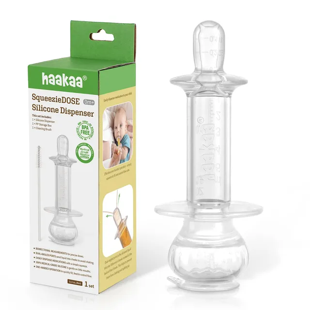haakaa-baby-medicine-dispenser-silicone-syringe-with-dual-angled-ports-0m image 1