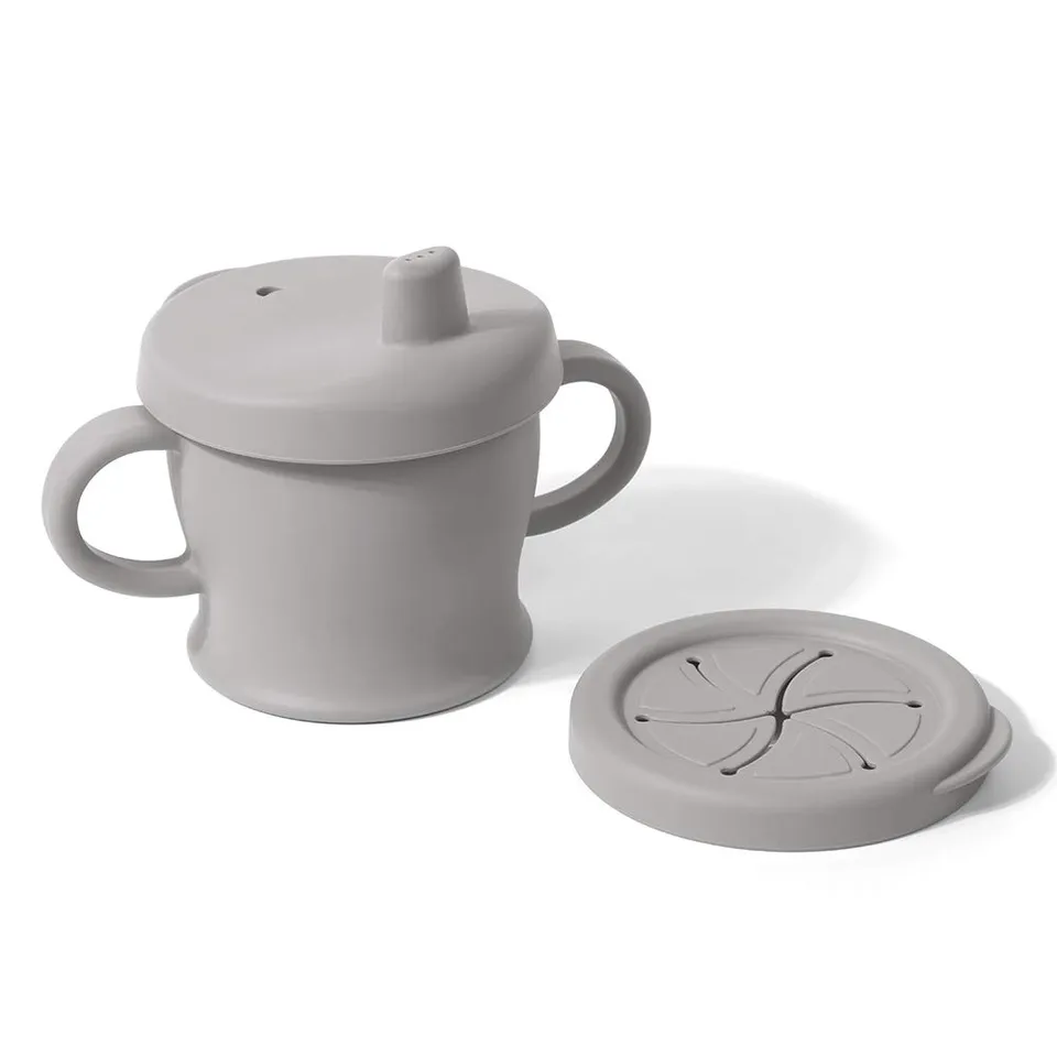 haakaa-sip-n-snack-cup-2-in-1-sippy-cup-snack-container-9-oz-250-ml-grey image 1