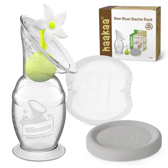 haakaa-new-mum-starter-pack-with-silicone-manual-breast-pump-5oz-150ml-flower-st image 1