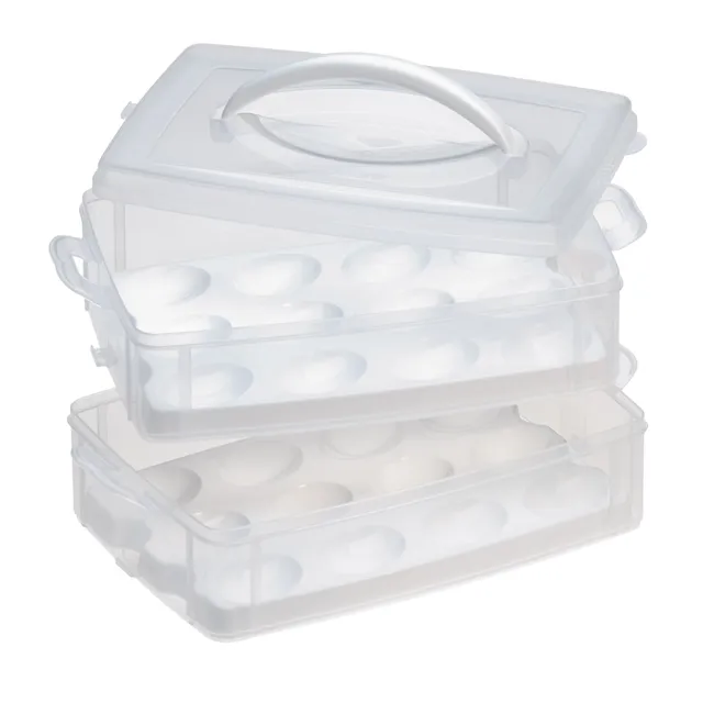 snapware-snap-n-stack-2-layer-food-storage-container-with-egg-holder-trays image 1