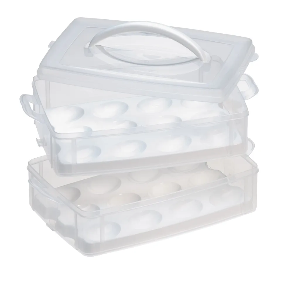 snapware-snap-n-stack-2-layer-food-storage-container-with-egg-holder-trays image 1