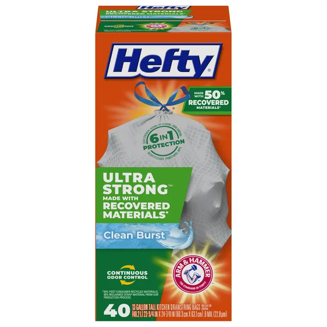 hefty-ultra-strong-tall-kitchen-trash-bags-13-gallon-gray-clean-burst-40-count image 1