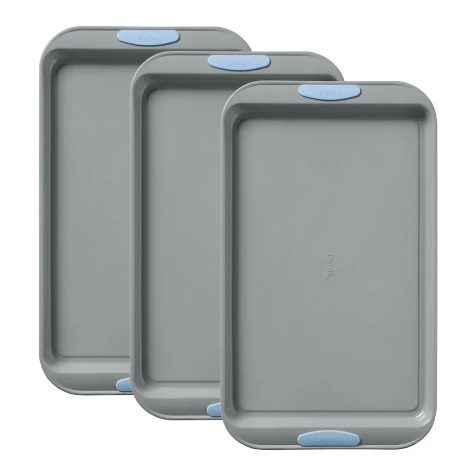 pyrex-metal-bakeware-3-piece-large-cookie-sheet-set-in-cerulean image 1