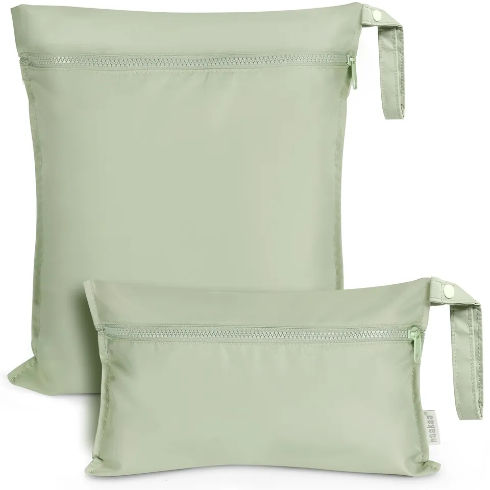 haakaa-waterproof-wet-bags-for-baby-set-of-2-large-small-grass image 1