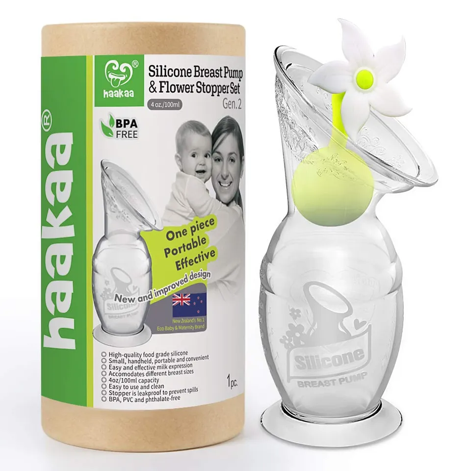 haakaa-manual-breast-pump-4oz-100ml-with-suction-base-and-white-stopper-food-gra image 1