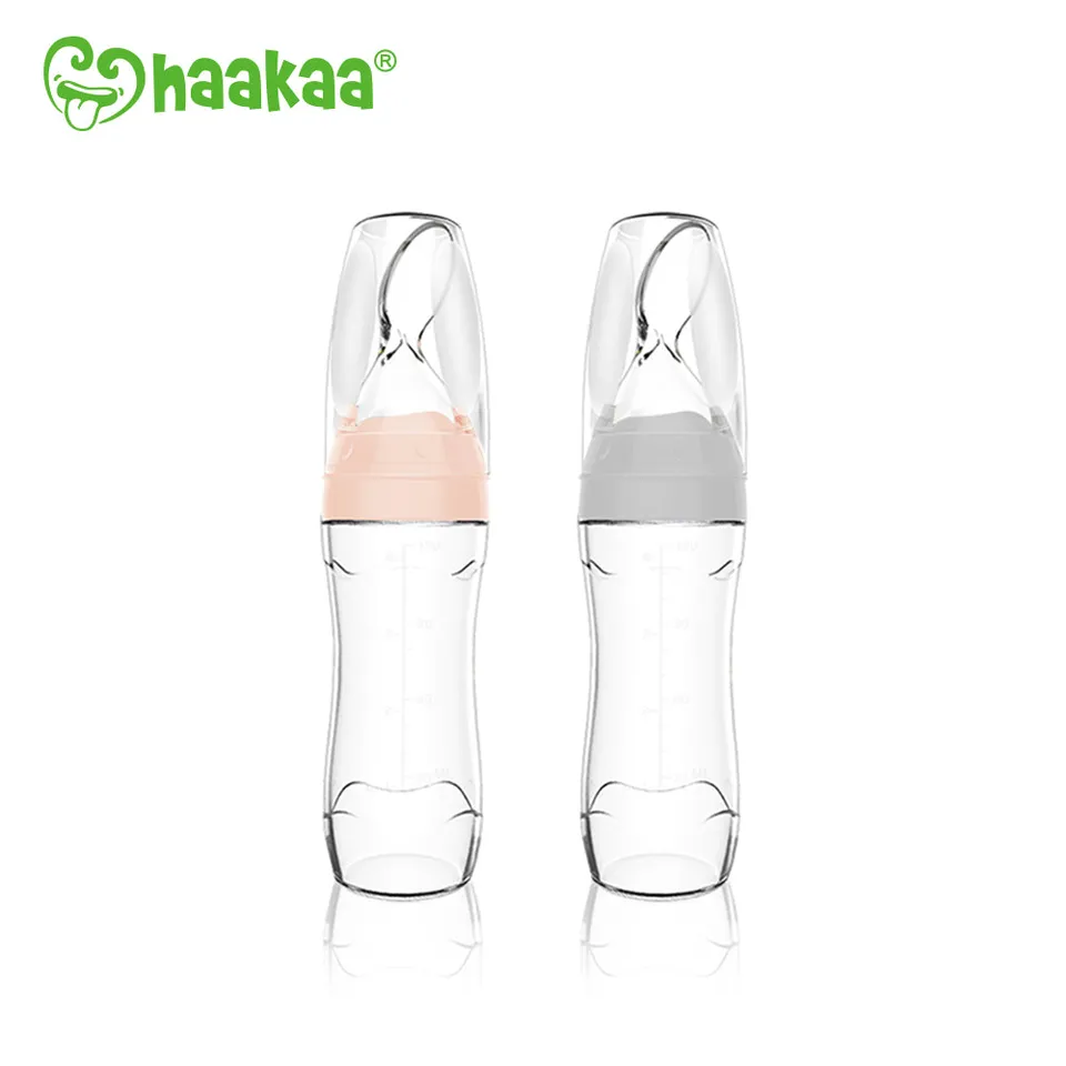 haakaa-silicone-baby-food-dispensing-spoon-with-cap-pack-of-4 image 1