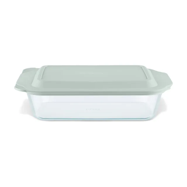 pyrex-deep-7-x-11-inch-rectangle-glass-baking-dish-with-sage-green-lid image 1