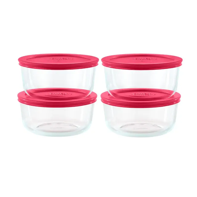 pyrex-simply-store-8-piece-glass-food-storage-container-set-with-red-lids image 1
