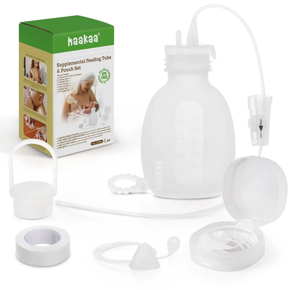 haakaa-supplemental-feeding-tube-pouch-set-sns-breastfeeding-system-with-dual-tu image 1