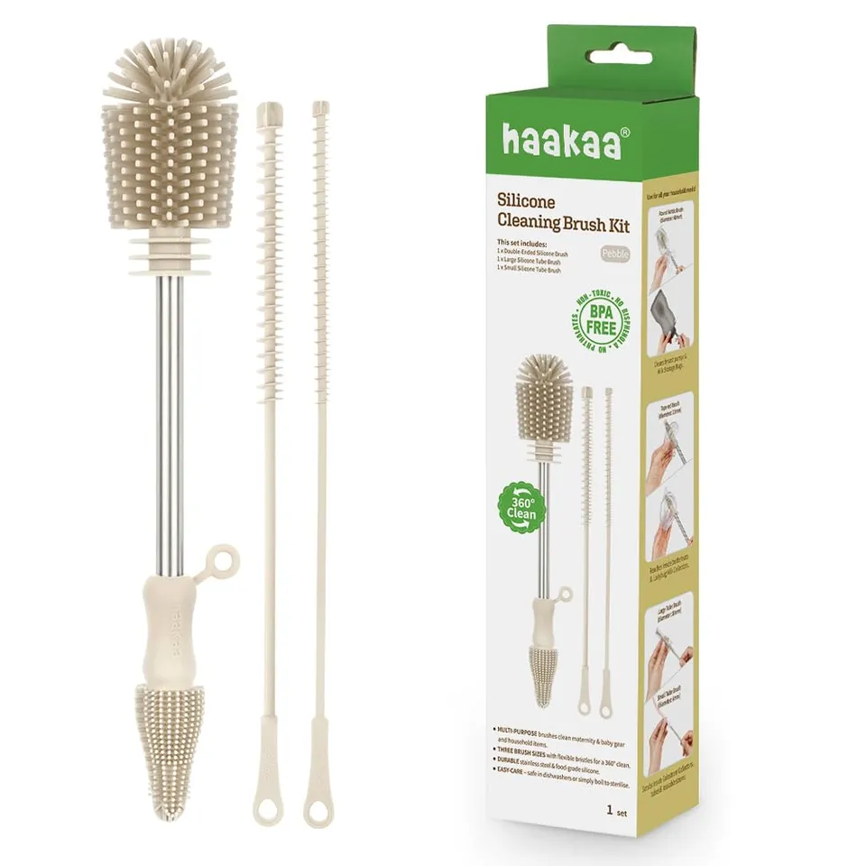 haakaa-silicone-cleaning-brush-kit-3-piece-set-for-bottles-breast-pumps-and-stra image 1