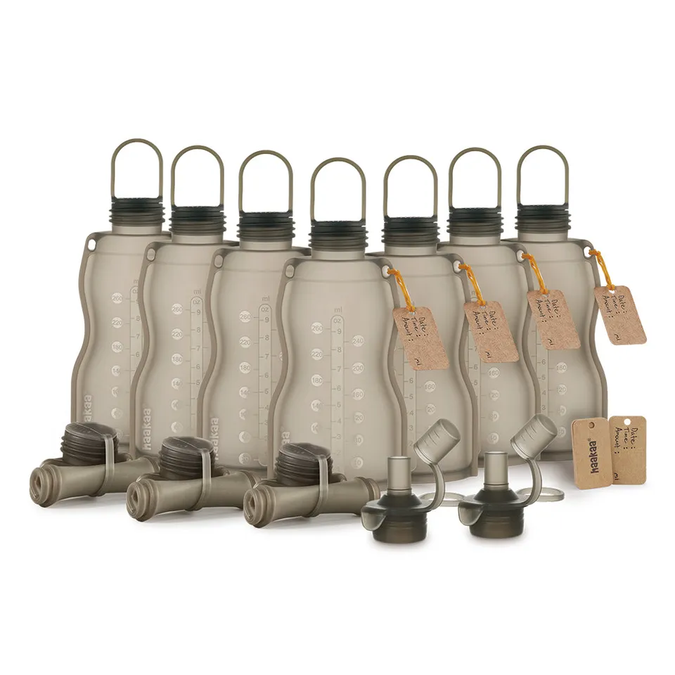 haakaa-silicone-milk-storage-bag-sippy-spout-combo image 1