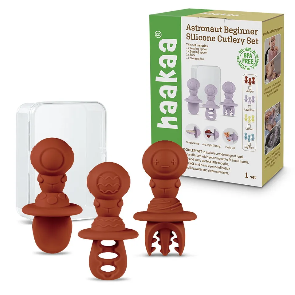 haakaa-astronaut-beginner-silicone-cutlery-set image 1