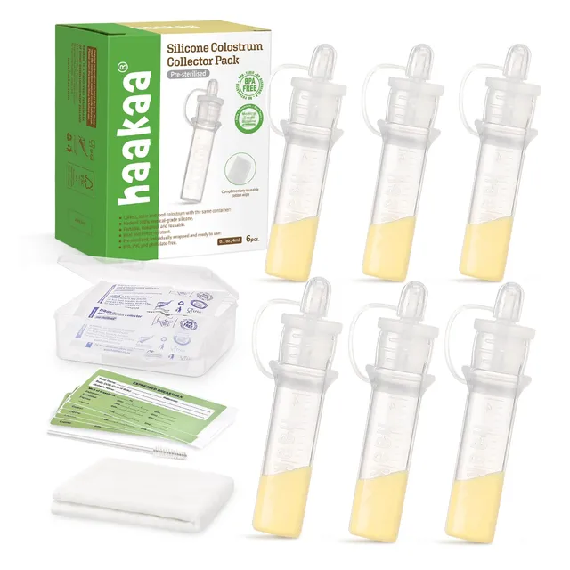 haakaa-colostrum-collector-set-4ml-silicone-breast-milk-collector-6-pieces-with- image 1