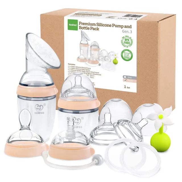 haakaa-gen-3-premium-silicone-pump-combo-peach image 1