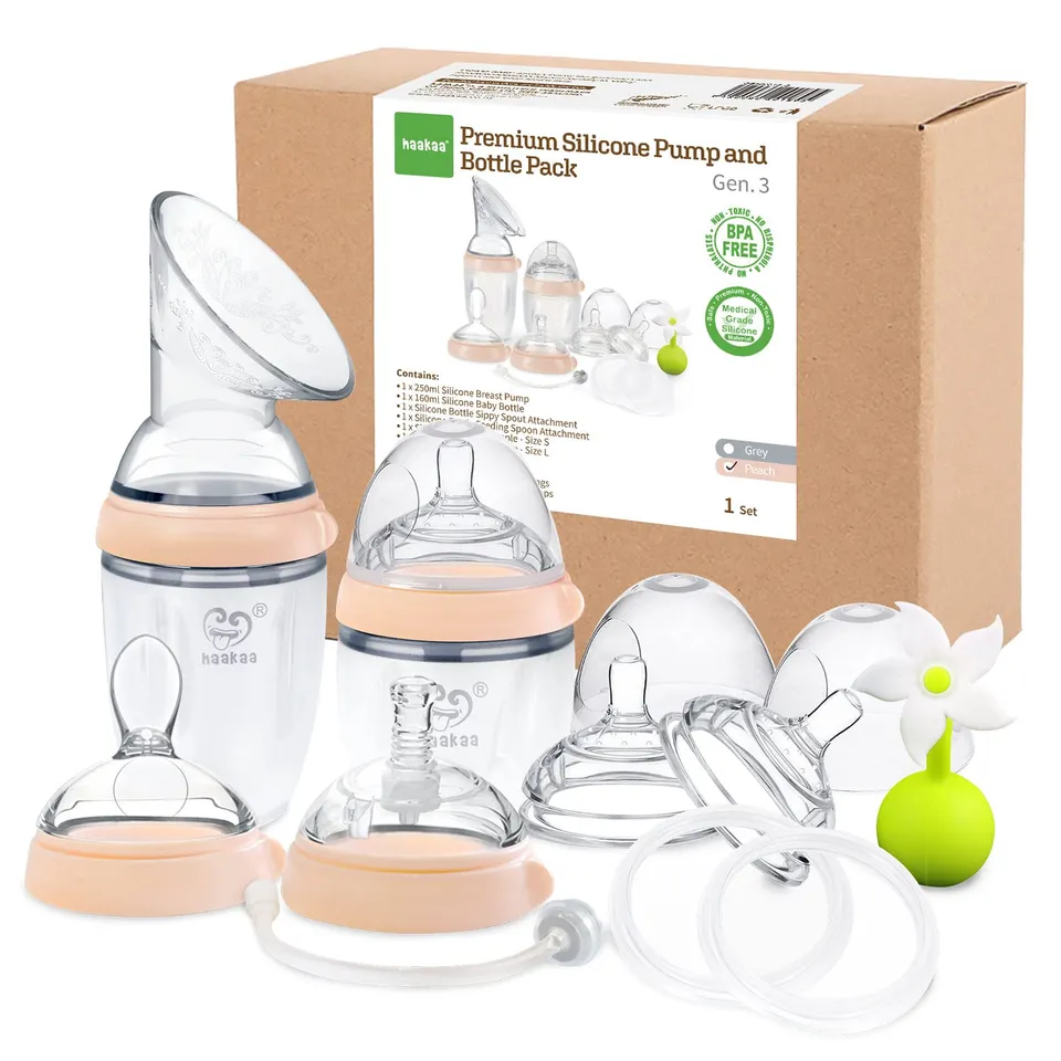 haakaa-gen-3-premium-silicone-pump-combo-peach image 1