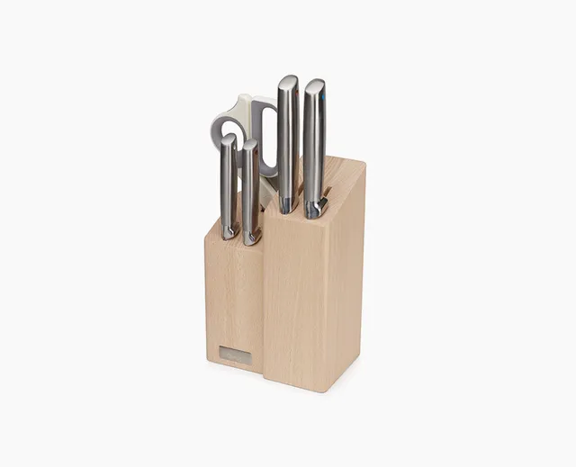 joseph-joseph-elevate-fusion-5-piece-knife-scissor-set-with-beechwood-block image 1