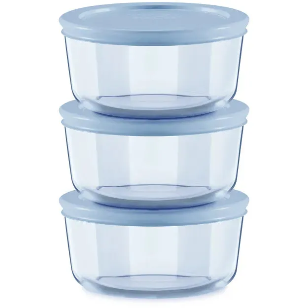 pyrex-simply-store-tinted-6-piece-round-storage-value-pack-with-blue-plastic-lid image 1