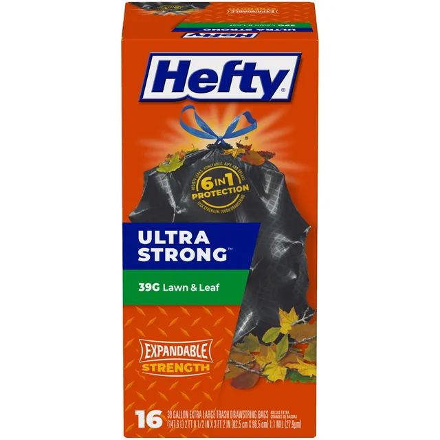 hefty-ultra-strong-lawn-and-leaf-trash-bags-39-gallon-black-unscented-16-count image 1