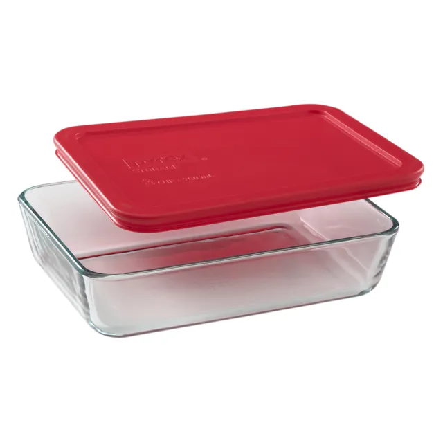 pyrex-simply-store-3-cup-rectangular-glass-food-storage-container-with-red-lid image 1
