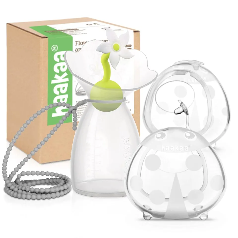 haakaa-silicone-breast-pump-with-breast-shells-strap-flower-stopper-7oz-200ml-ma image 1